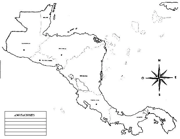 Pinto Dibujos: Mapa de América Central para colorear