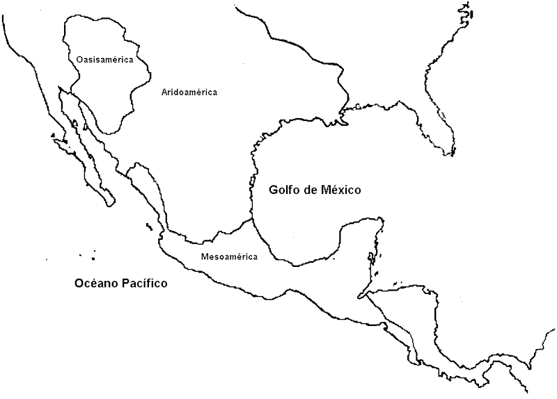 Pinto Dibujos: Mapa de Mesoamérica, Aridoamérica y Oasisamérica ...