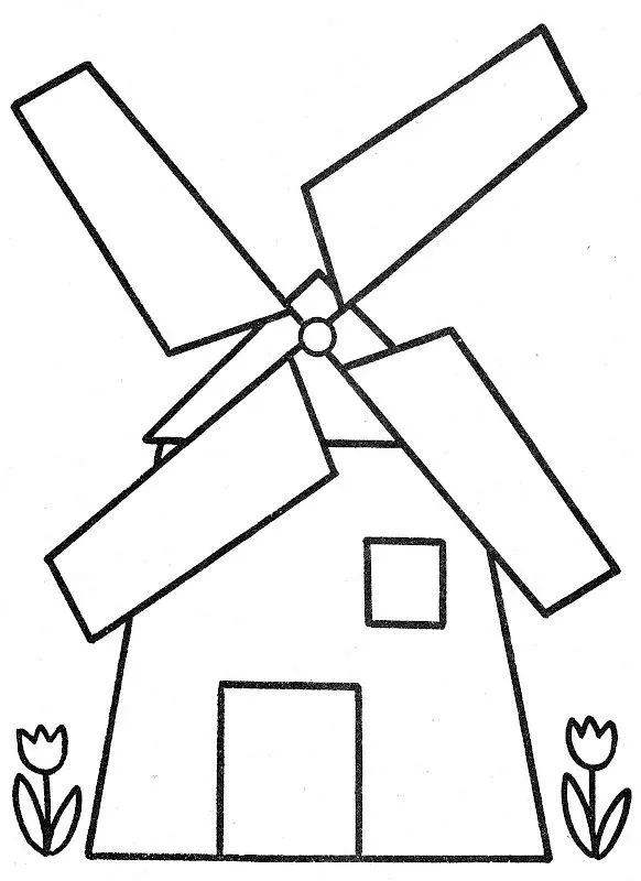 Pinto Dibujos: Molino de trigo para colorear