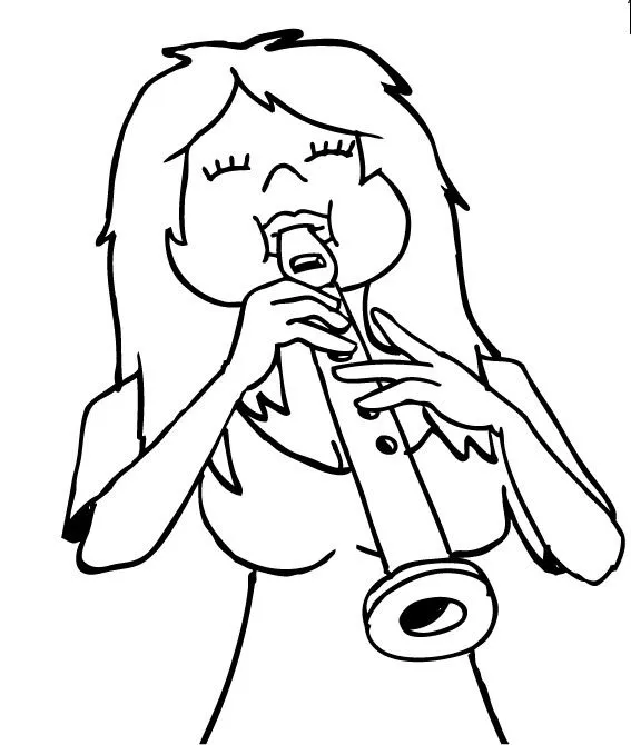 Pinto Dibujos: Mujer tocando la flauta para colorear