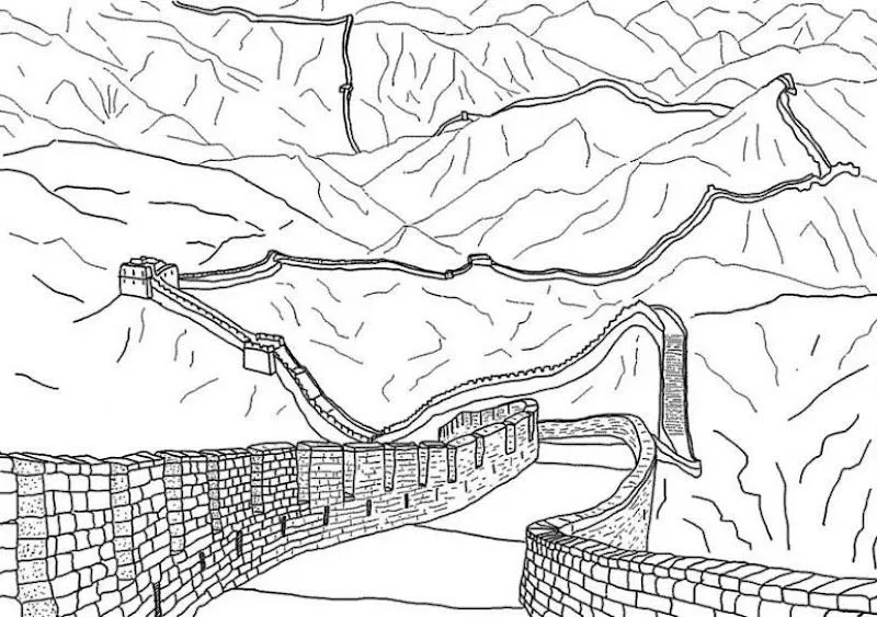 Pinto Dibujos: La Muralla China para pintar y colorear