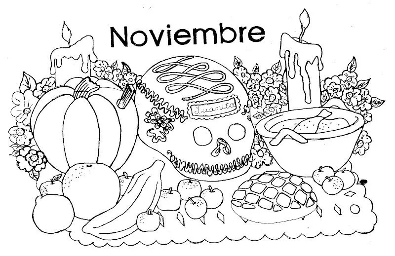 Pinto Dibujos: Ofrenda de altar de muertos para colorear