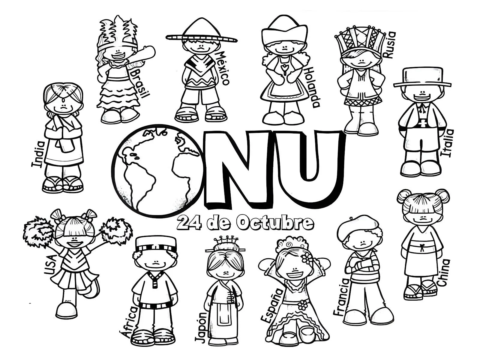 Pinto Dibujos: Dia de la ONU - Organización de las Naciones Unidas para  colorear