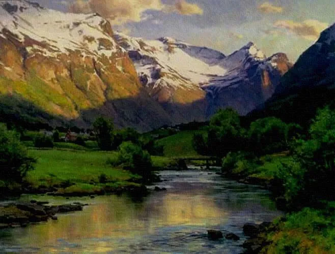 Pintura de Clyde Aspevig, realismo de paisaje norteamericano.