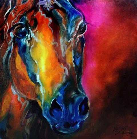 Pintura y Fotografía Artística : Caballo abstracto al óleo