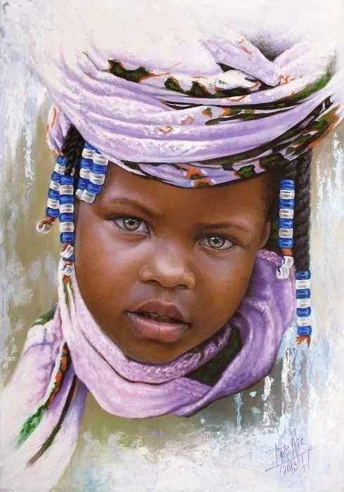 Pintura y Fotografía Artística : Retratos al Óleo de Niños Negros ...