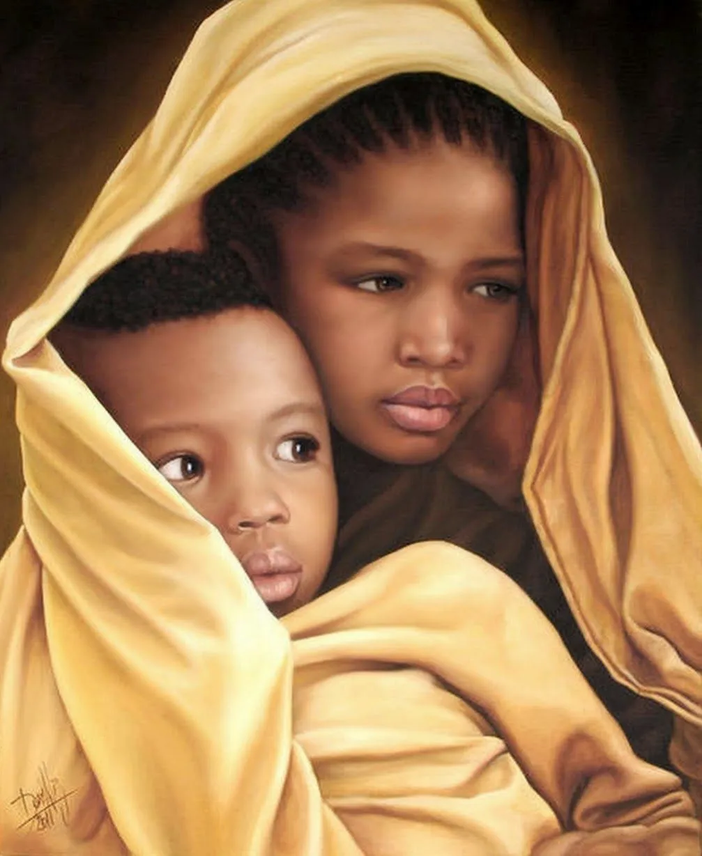 Pintura y Fotografía Artística : Retratos al Óleo de Niños Negros ...