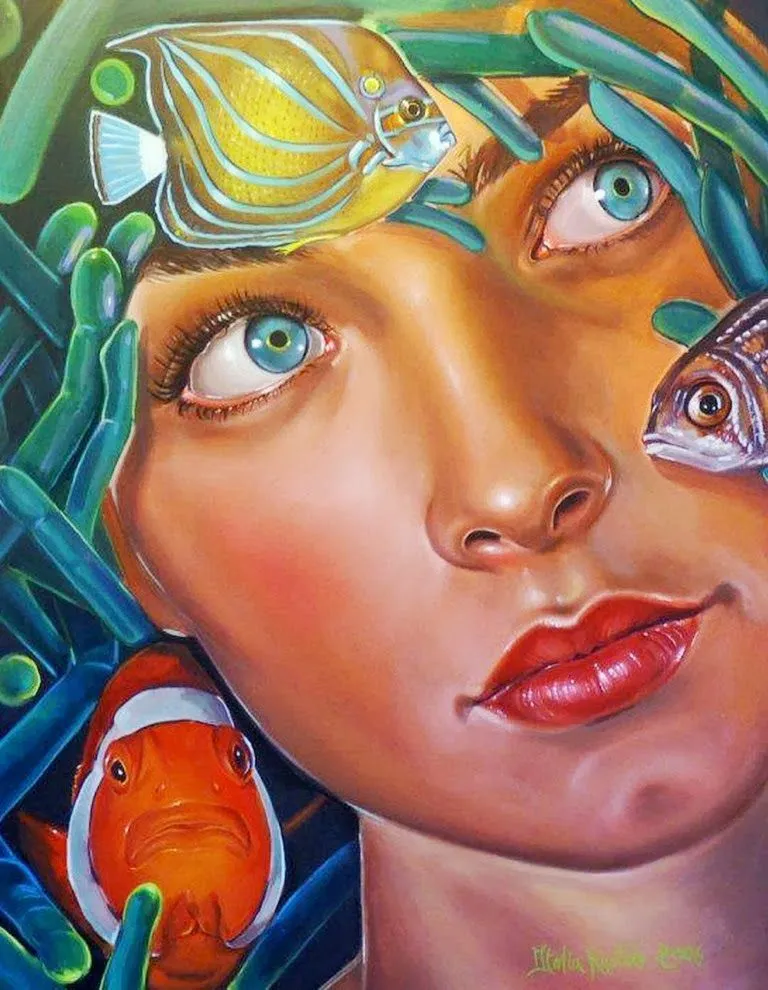 Pintura y Fotografía Artística : Rostros de Mujeres Lindas (Pinturas)