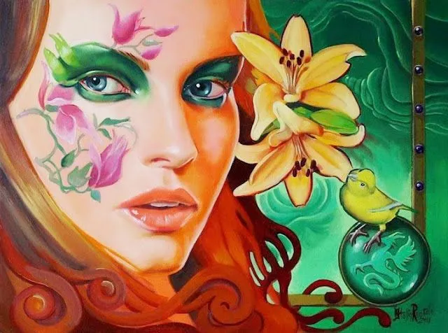 Pintura y Fotografía Artística : Rostros de Mujeres Lindas (Pinturas)