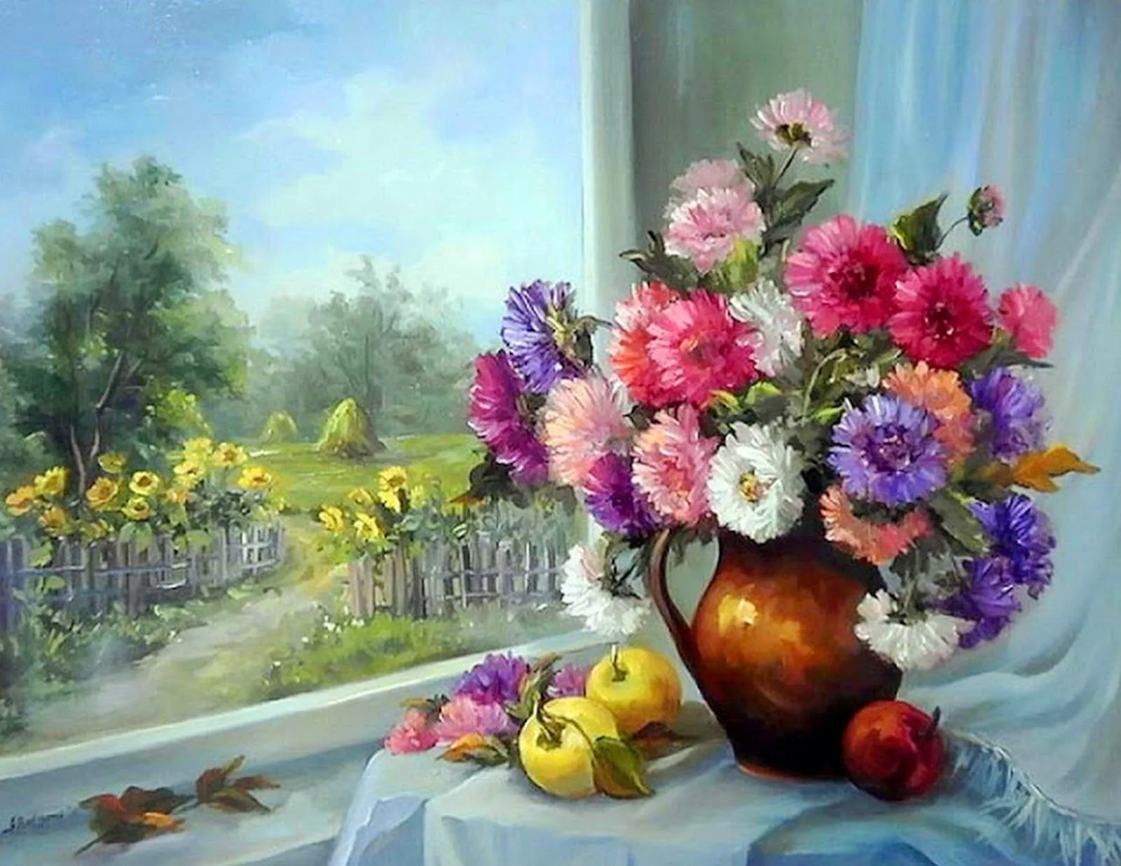 Pintura y Fotografía Artística : Ventanas con Flores al Óleo, Anca ...