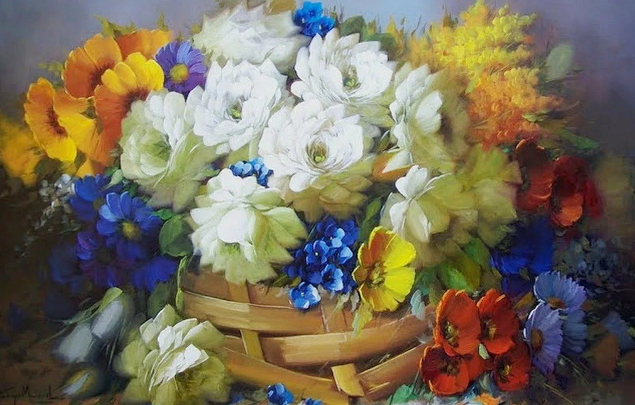 Pintura Impresionista de Flores al Óleo | Bodegones y Paisajes ...