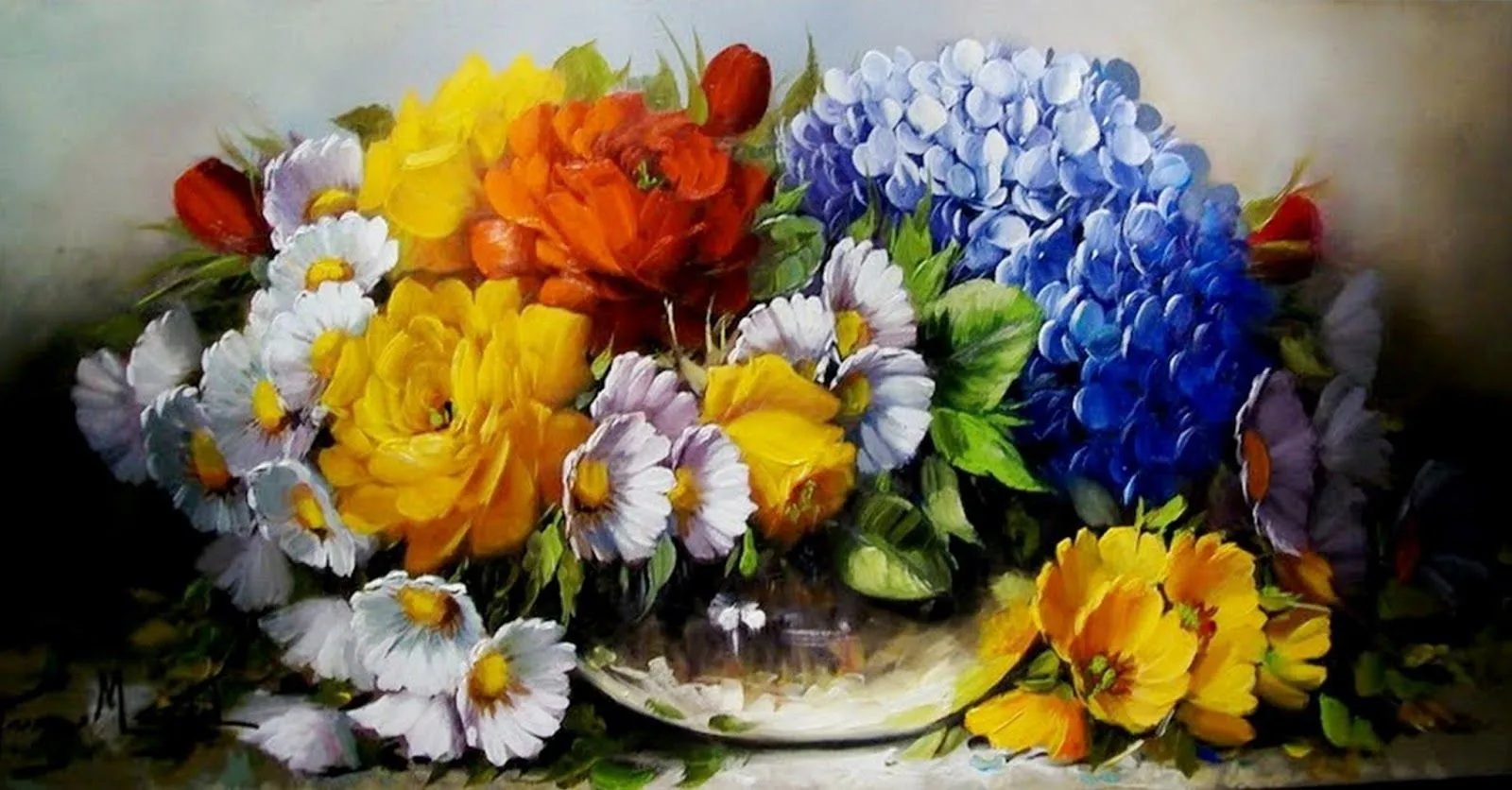 Pintura Impresionista de Flores al Óleo | Bodegones y Paisajes ...