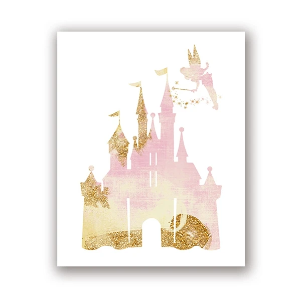 Pintura en lienzo de acuarela de Castillo de princesa de Disney, póster de  dibujos animados de Cenicienta, reino mágico, arte de pared, decoración de  habitación de niñas pequeñas - AliExpress