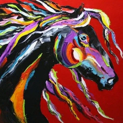 Pintura Moderna y Fotografía Artística : Caballo abstracto al óleo