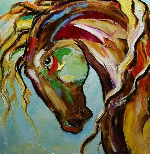 Pintura Moderna y Fotografía Artística : Caballo abstracto al óleo