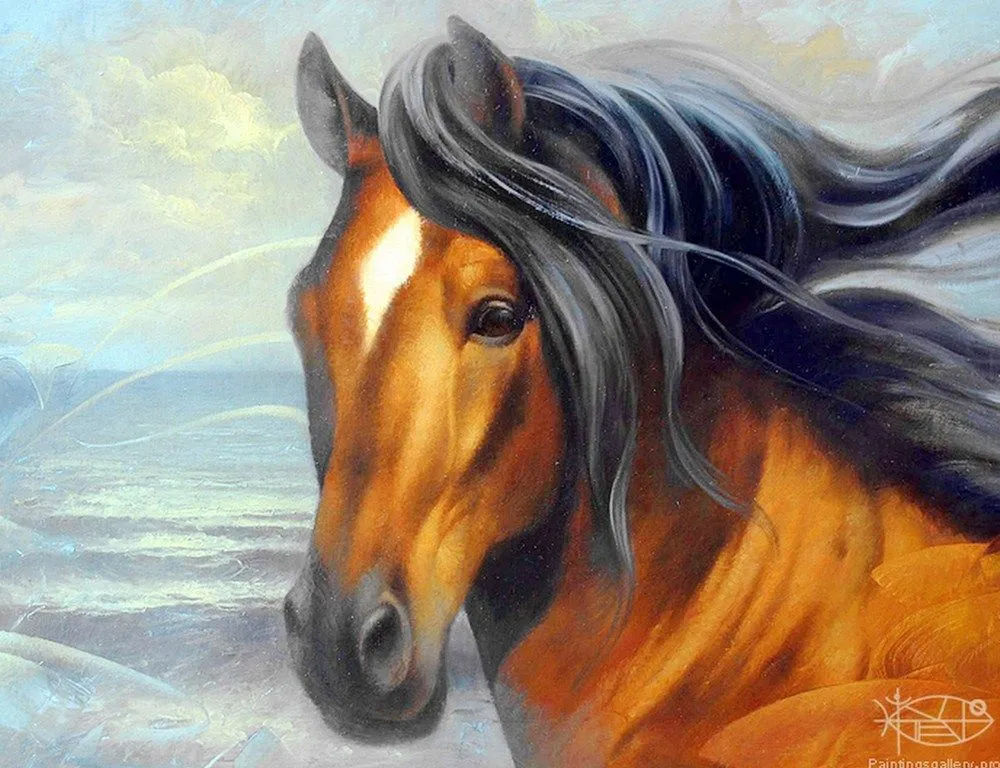 Pintura Moderna al Óleo: Caballos, Pintura Artística al Óleo de ...