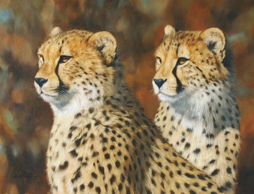 Pintura Moderna al Óleo: Cuadros de Animales: Leopardos Pintados ...