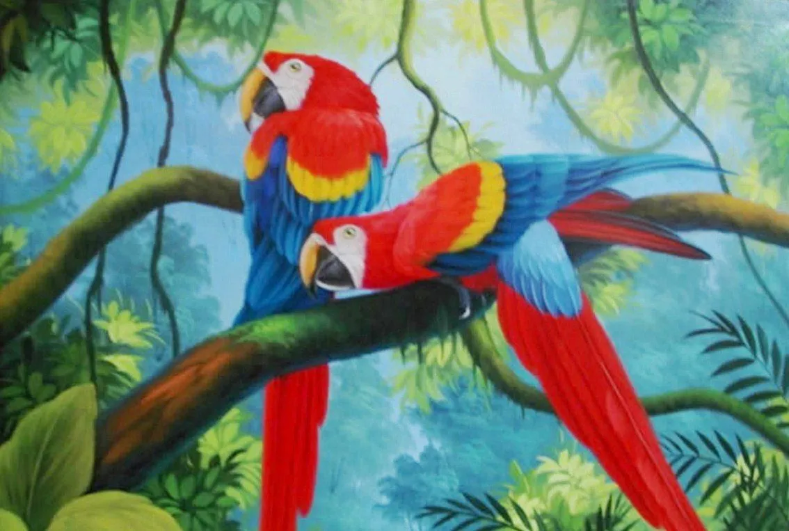 Pintura Moderna al Óleo: Paisajes con aves