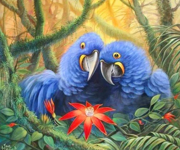 Pinturas Cuadros al Óleo: Paisajes con aves en óleo