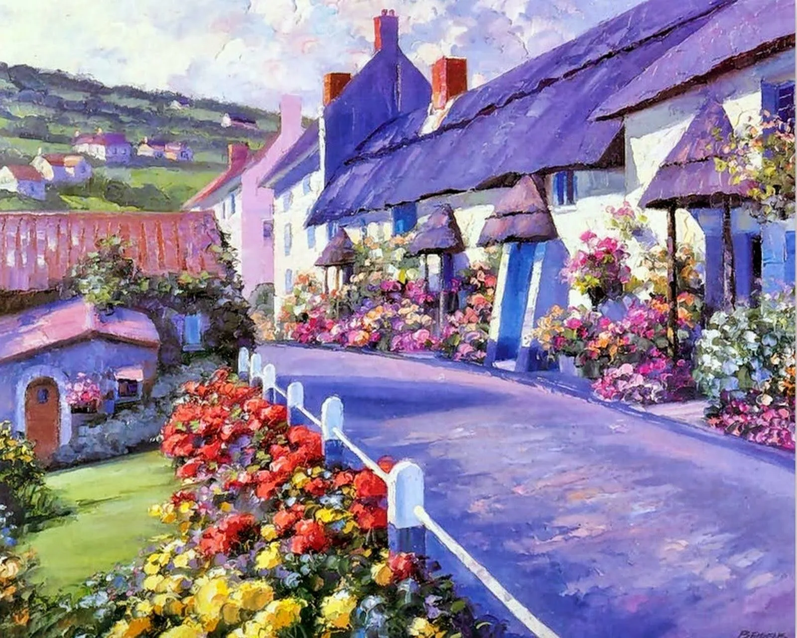 Pintura Moderna al Óleo: Paisajes Comerciales con Flores, Howard ...