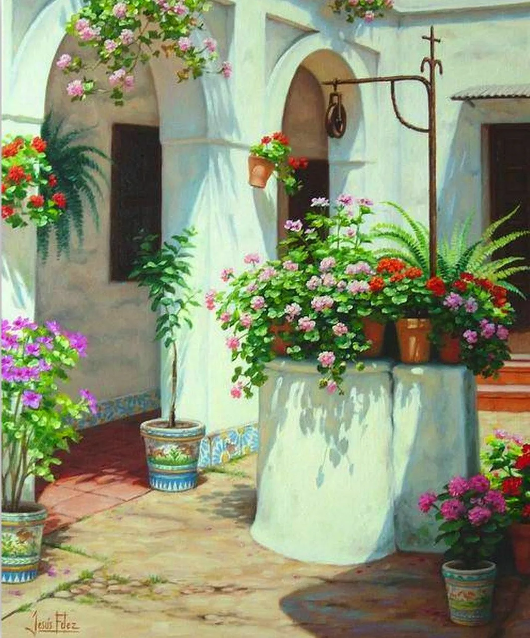 Pintura Moderna al Óleo: Paisajes con flores óleo