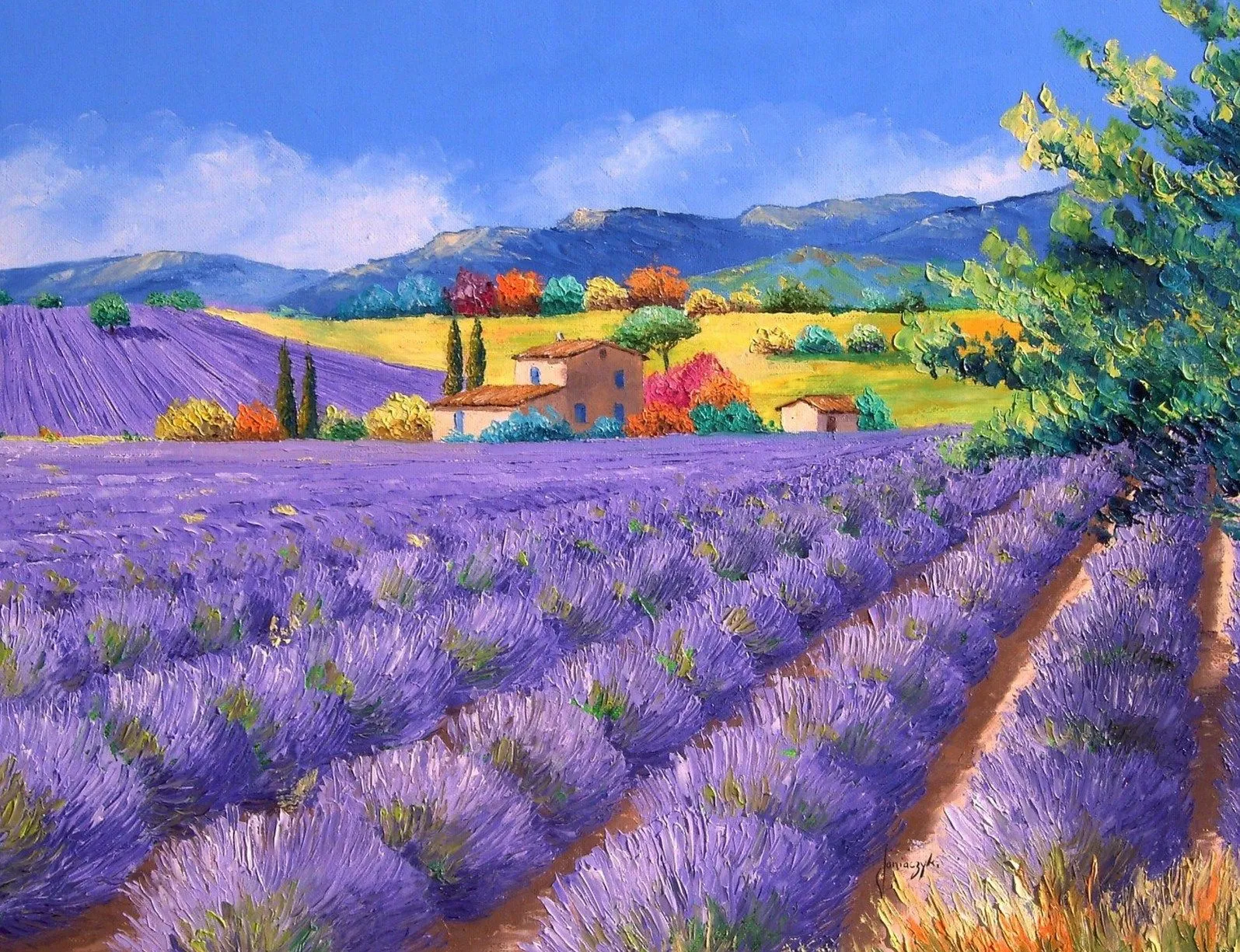 Pintura Moderna al Óleo: Paisajes con Flores Pintados con Espátula