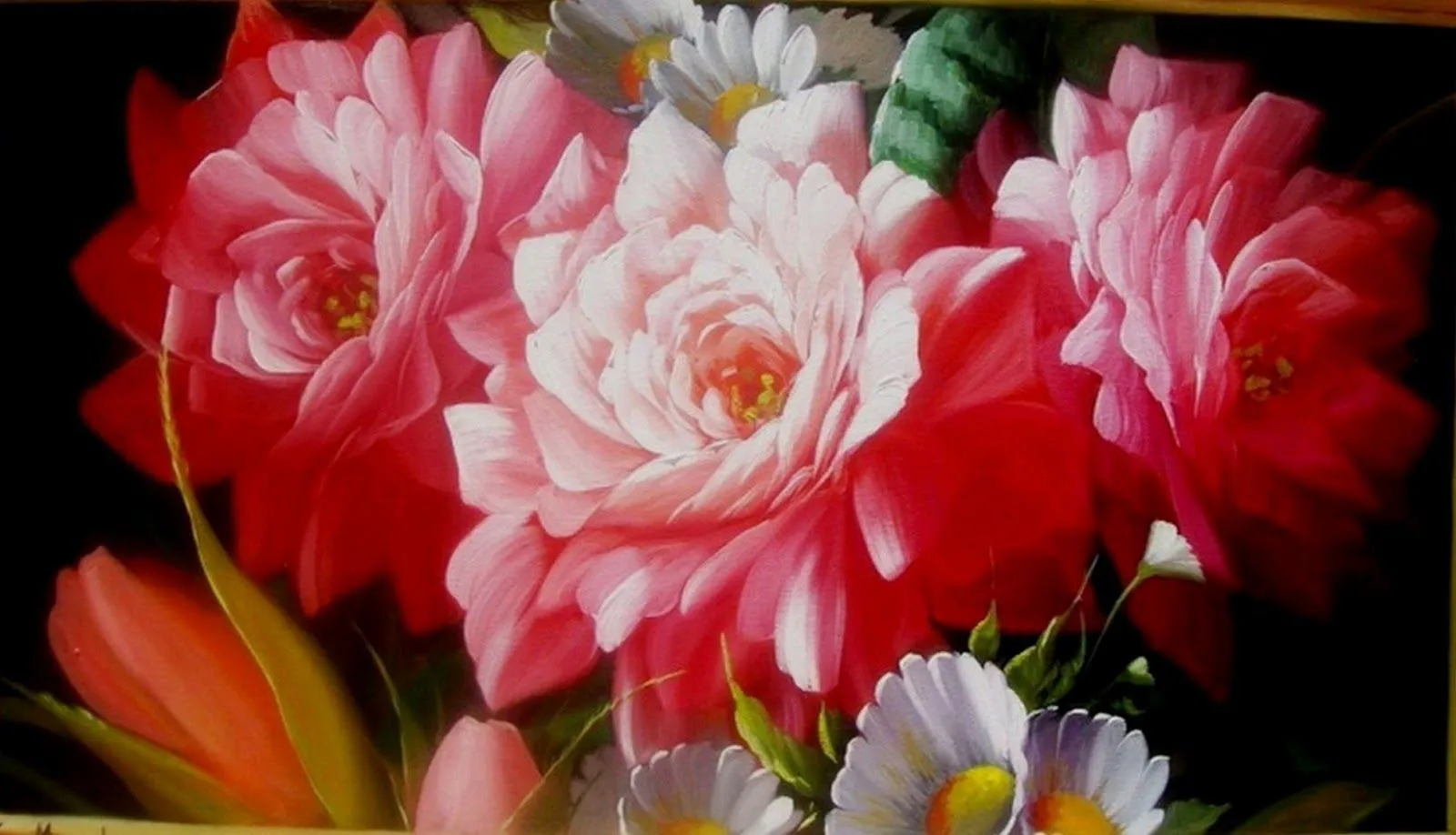 Pintura Moderna al Óleo: Pinturas Impresionistas de Flores en Óleo