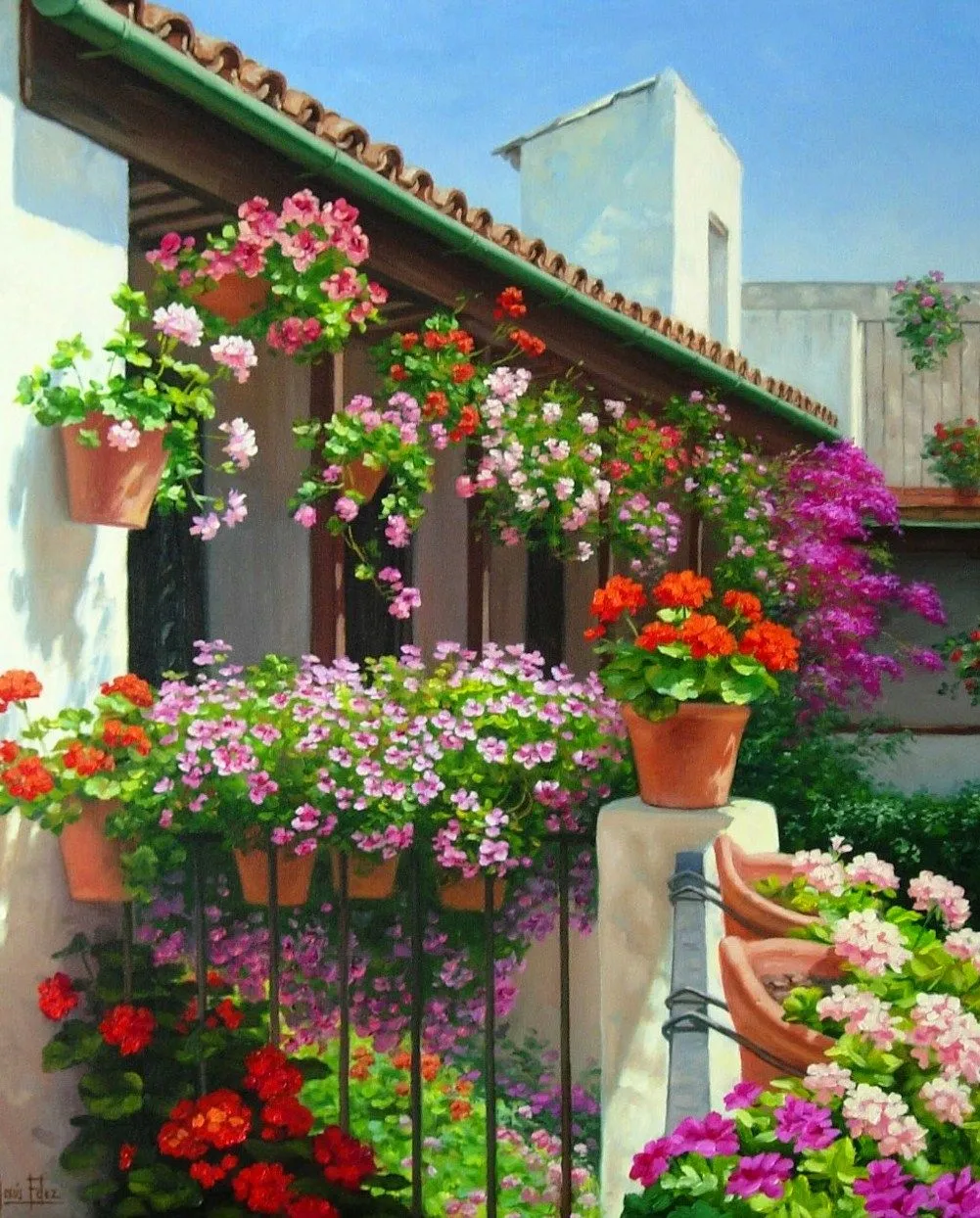 Pintura Moderna al Óleo: Pinturas: Paisajes con flores