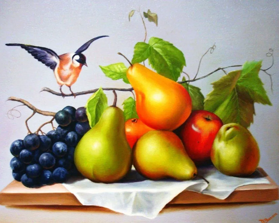 Pintura naturaleza muerta con uvas al óleo | Bodegones y Paisajes ...