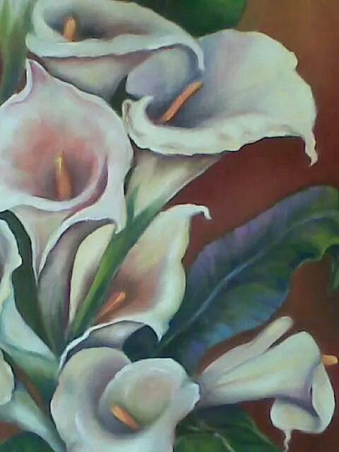 Pintura al óleo.Flores,alcatraces,cartuchos. | Mi pintura en óleo ...