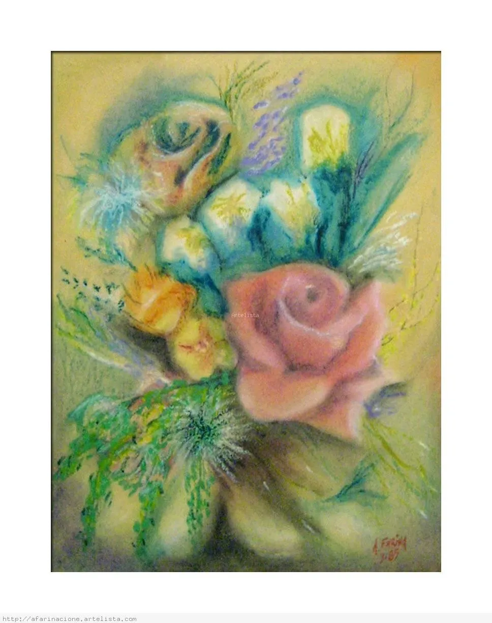 Pintura al pastel sobre cartulina de color. Antonio Farina Cione ...