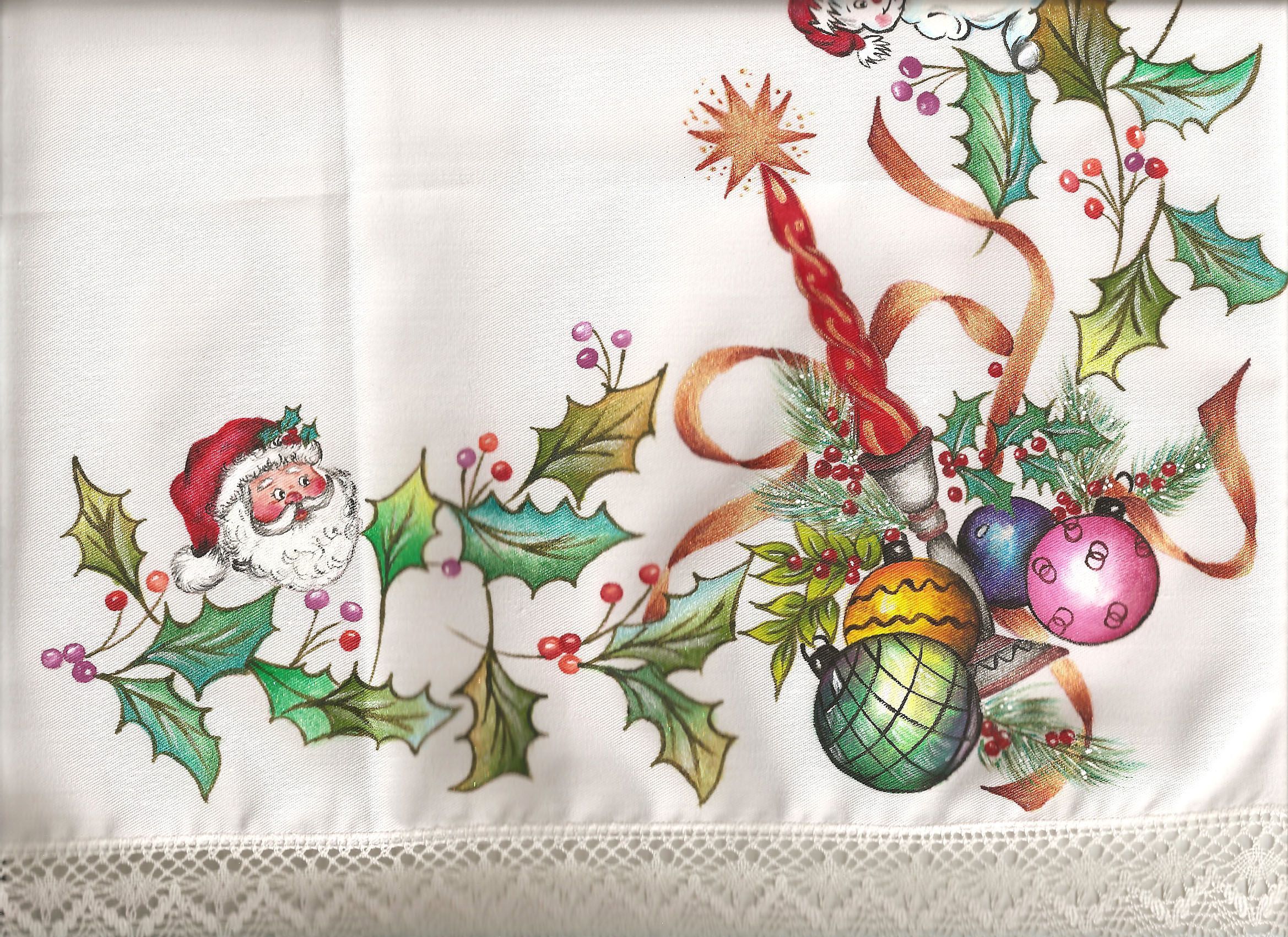 pintura en tela esquina mantel navidad... | Christmas art, Fabric paint, Fabric painting