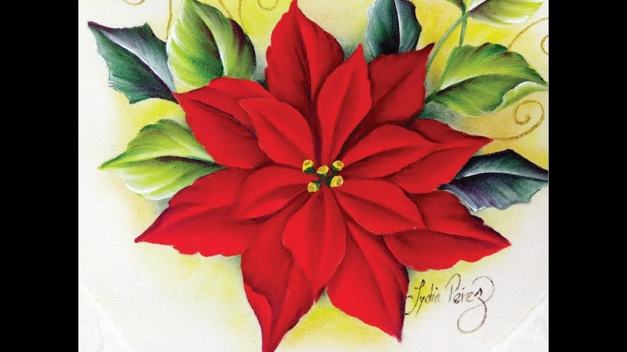 Pintura En Tela Navidad Como Pintar Una Nochebuena / How To Paint Poinsettias - YouTube