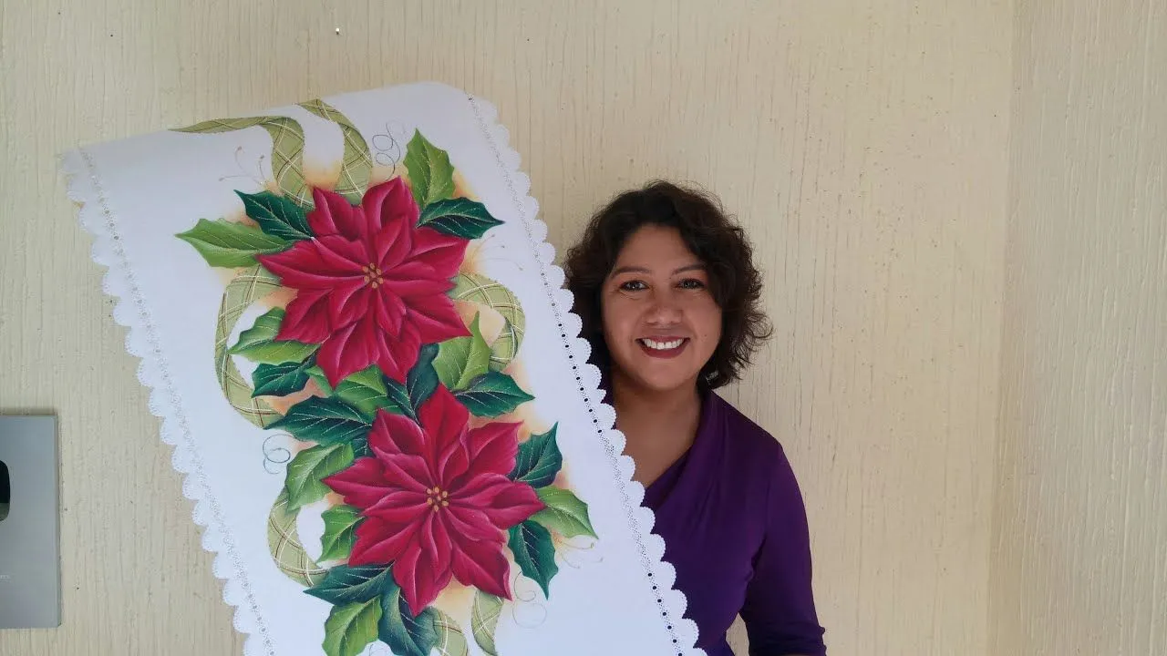 Pintura En Tela Como Pintar Nochebuenas / Camino De Mesa - YouTube