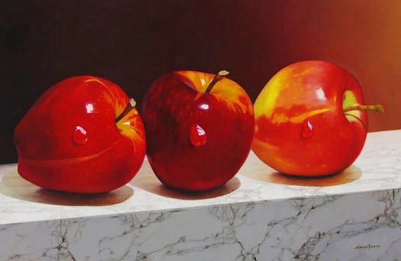 Pinturas & Cuadros: Bodegones realistas con manzanas