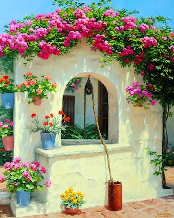 Pinturas & Cuadros: Pinturas de ventanas con flores