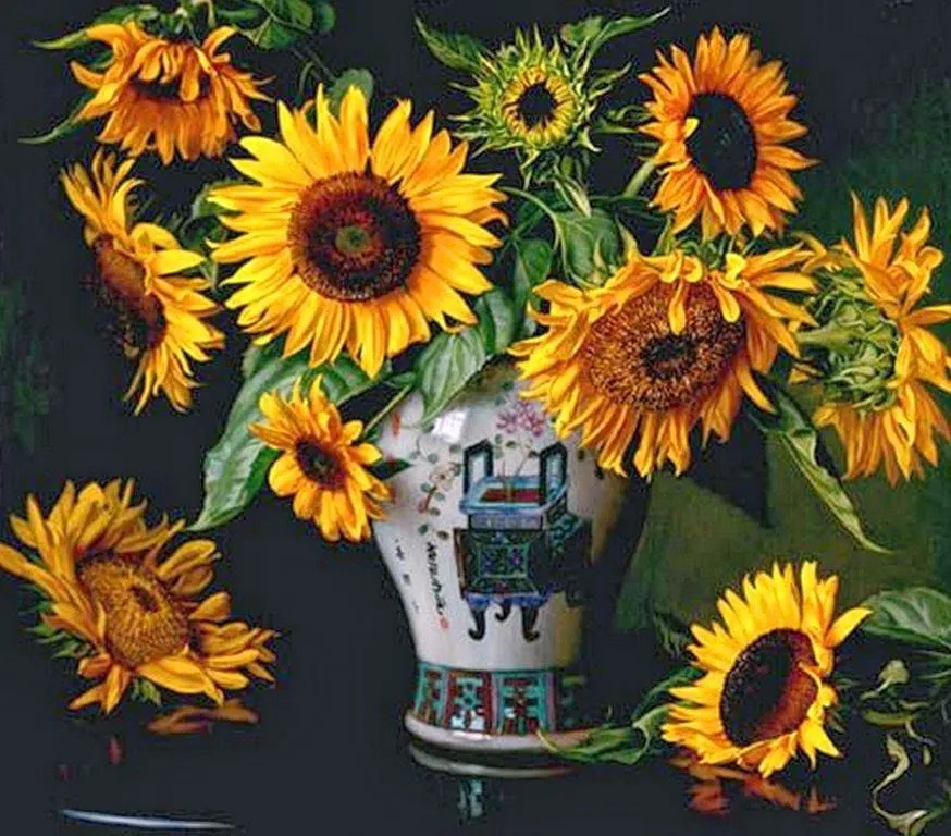 Pinturas Cuadros: Arte en Pinturas de Floreros con Girasoles ...