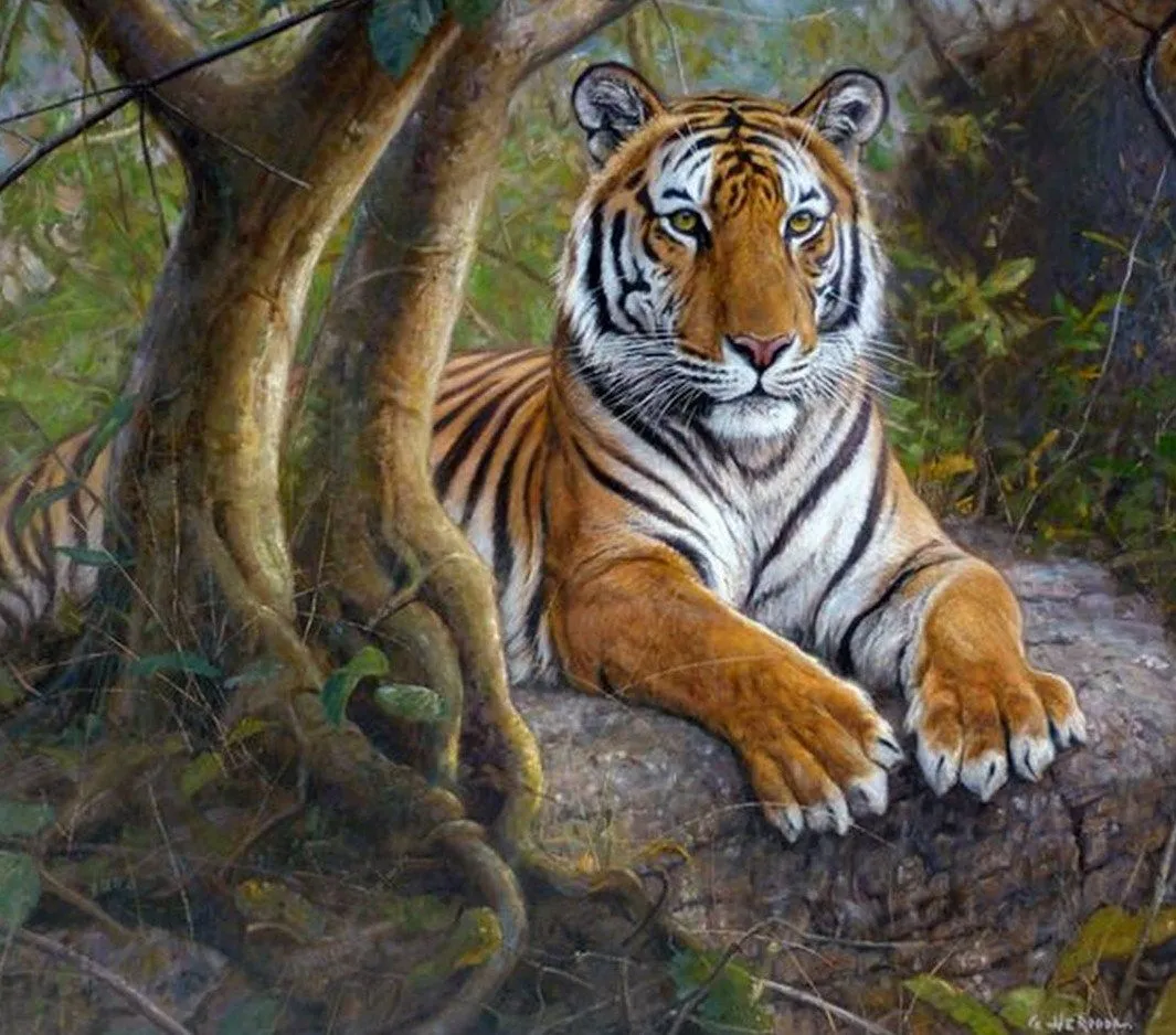 Pintura Moderna al Óleo: Cuadros bonitos con tigres