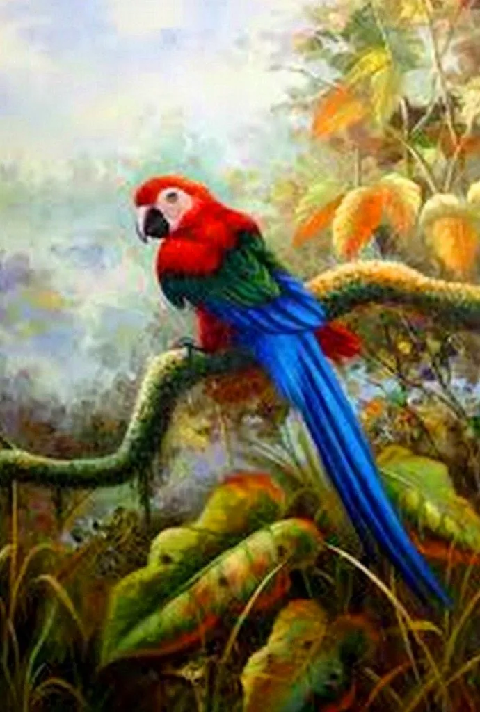 Pinturas: Guacamayas rojas | Arte Pinturas al Óleo