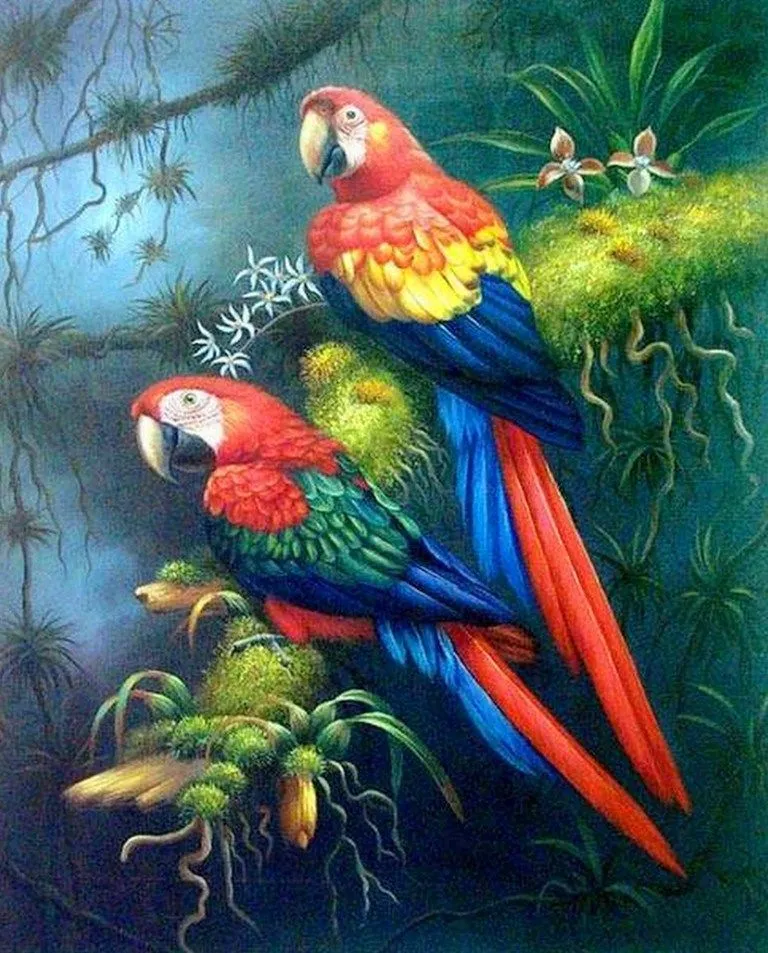 Pinturas: Guacamayas rojas | Arte Pinturas al Óleo