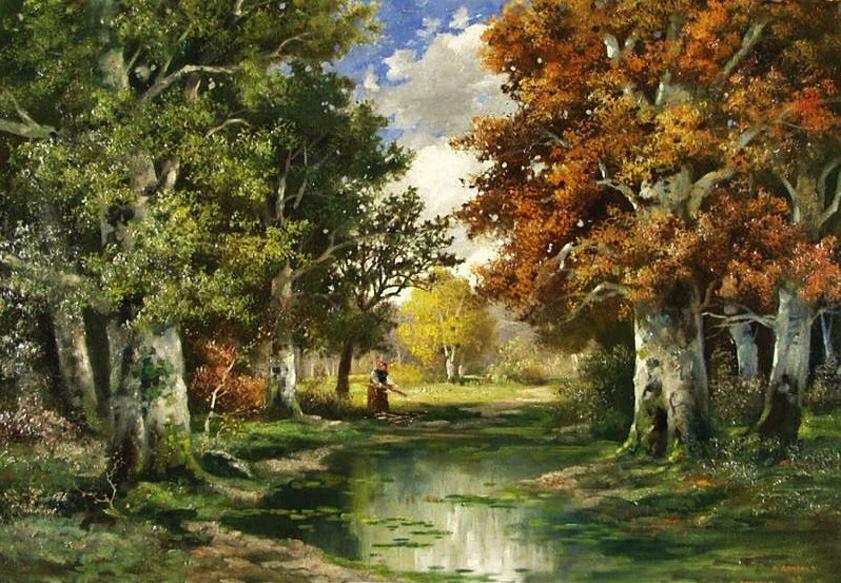 Pinturas que me gustan: arboles y casas en el campo