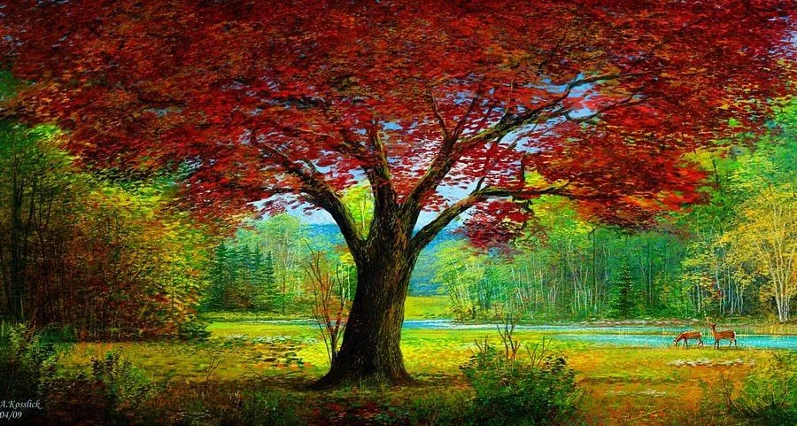 Pinturas que me gustan: Arboles de colores chinos