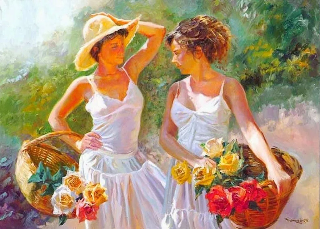 Pinturas Impresionistas de Mujeres con Lindas Flores, Francisco ...