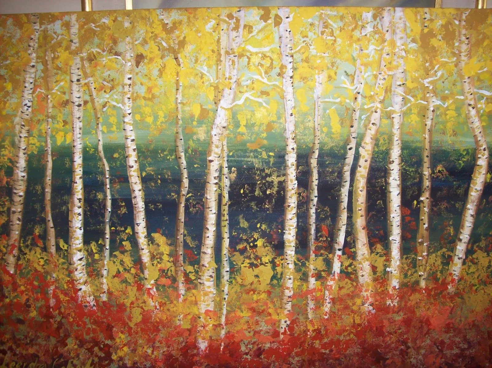 Pinturas de Leandra: arboles de otoño ,I abedules