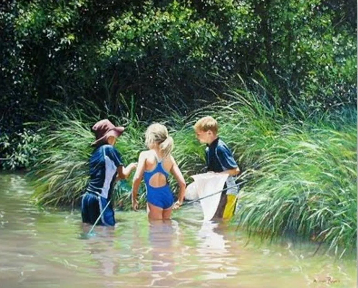 PINTURAS DE NIÑOS EN PAISAJE | Arte Pinturas al Óleo