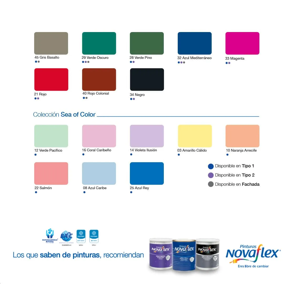 Pinturas Novaflex Carta de colores soluciones de pinturas y recubrimientos