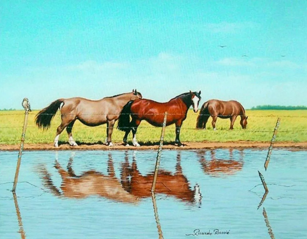 PINTURAS ÓLEO: CABALLOS EN PAISAJE | Pinturas al Óleo