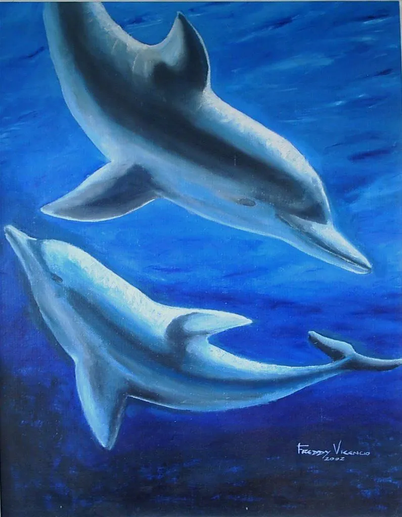 PINTURAS ÓLEOS SOBRE TELA ARTISTA FREDDY VICENCIO -: Delfines 1 ...