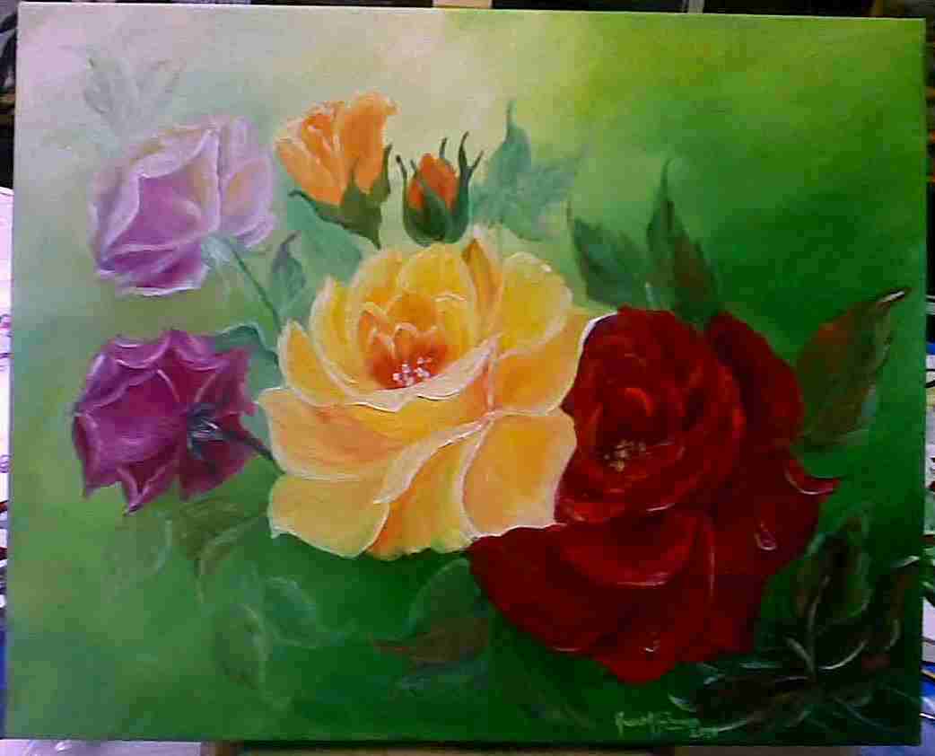 Pinturas de Telas: passo a passo pintando rosas