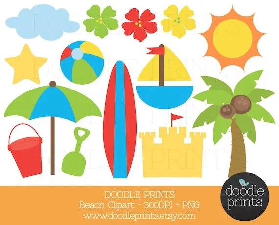 Pinza digital arte imprimible playa Surf imágenes por doodleprints